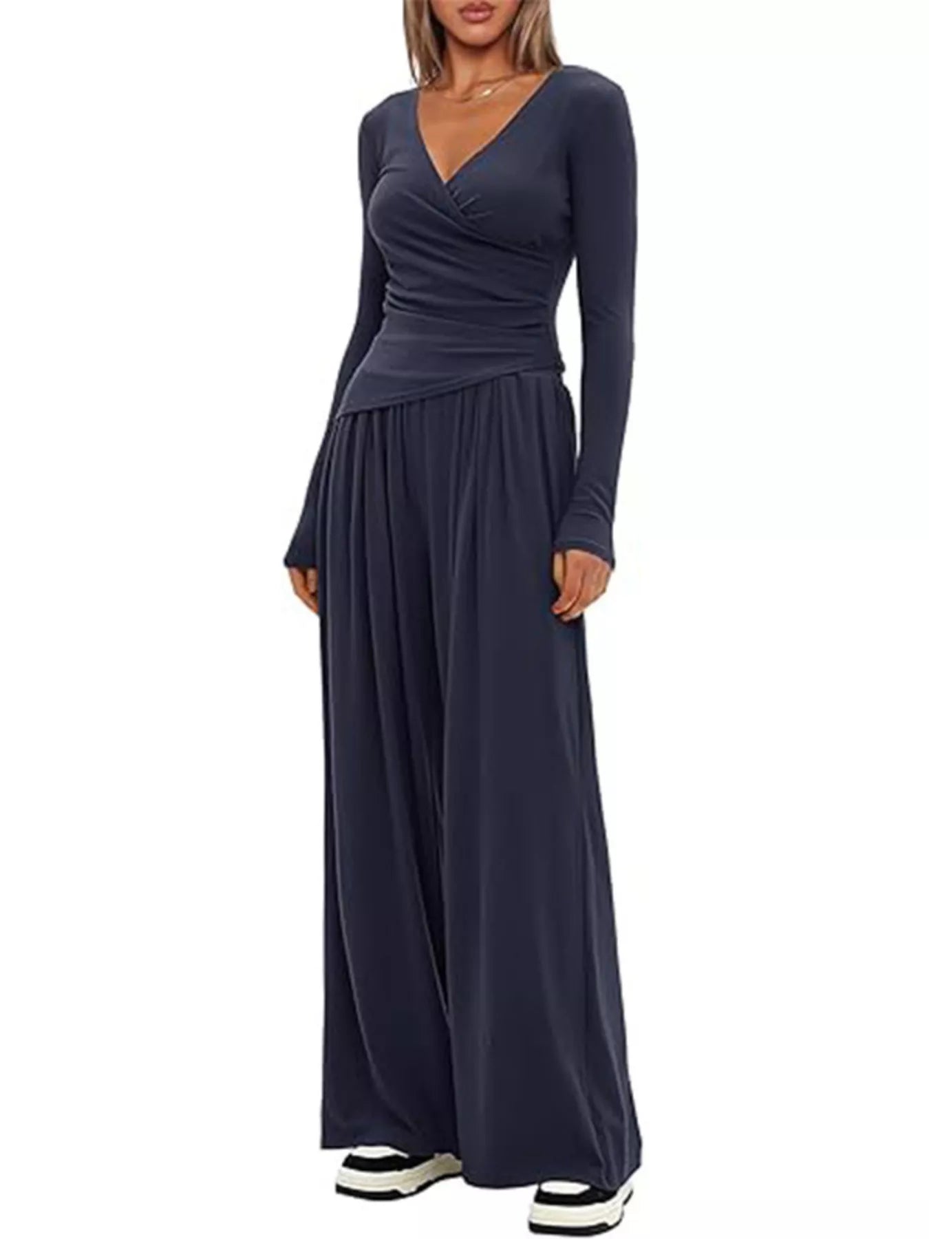 Casual Long Sleeve Top and Pants Two-Piece Set
