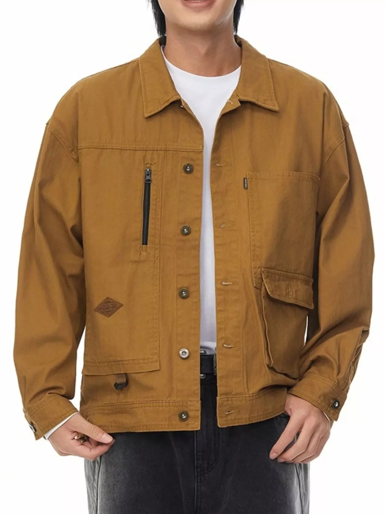 Men's Full Size Button Up Long Sleeve Jacket Plus Size