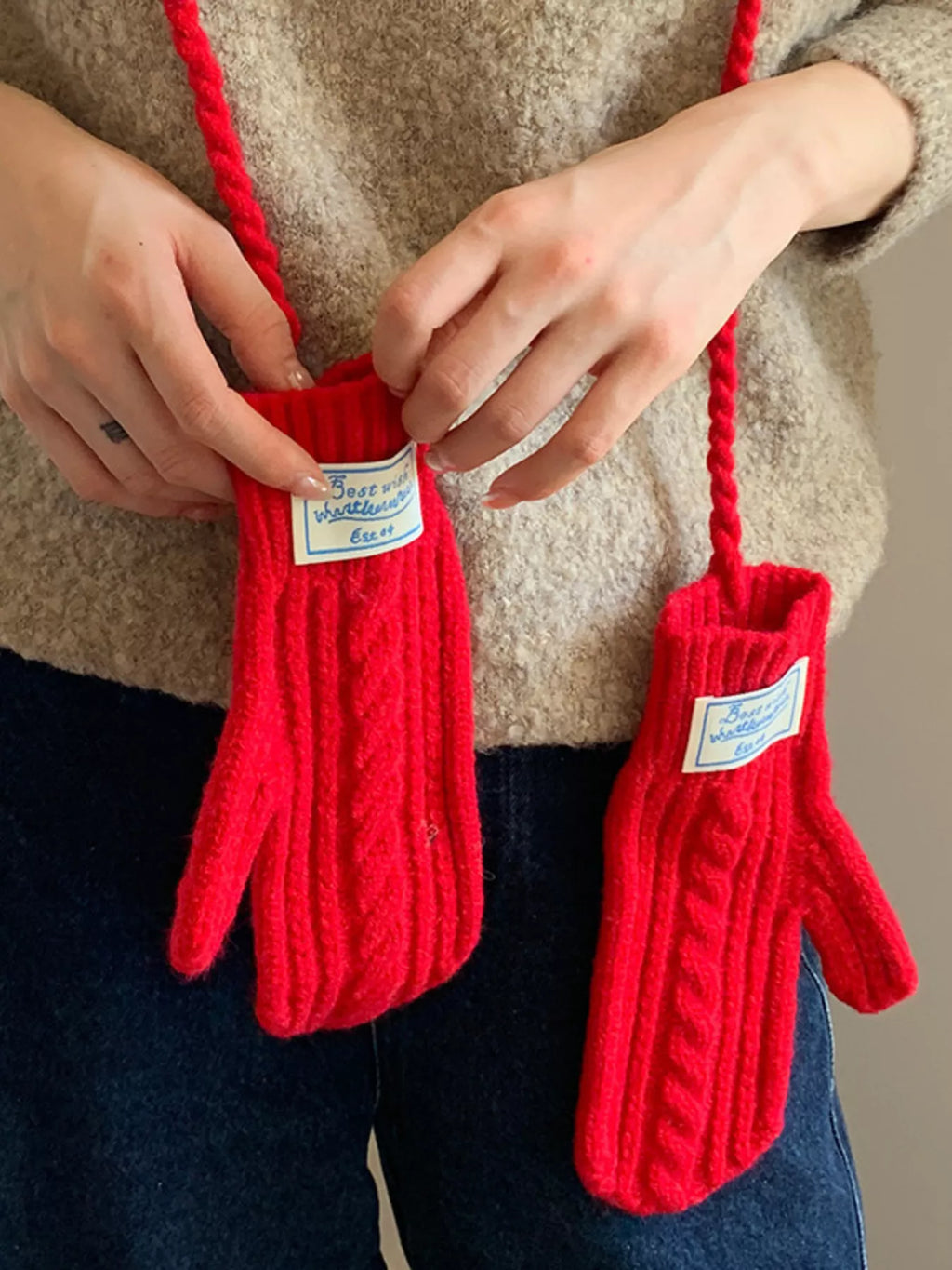 Cable Knit Warm Gloves