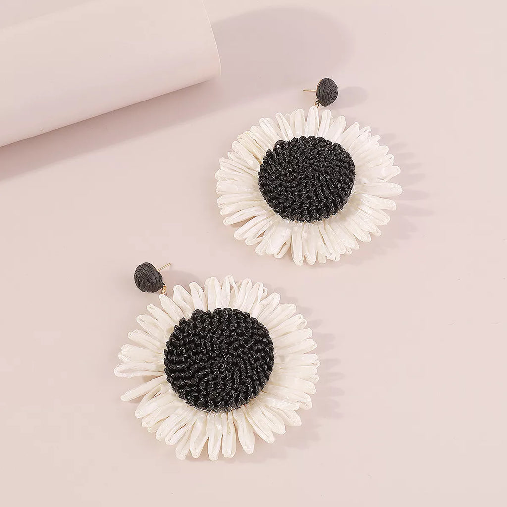 Sunflower Rattan Dangle Earrings