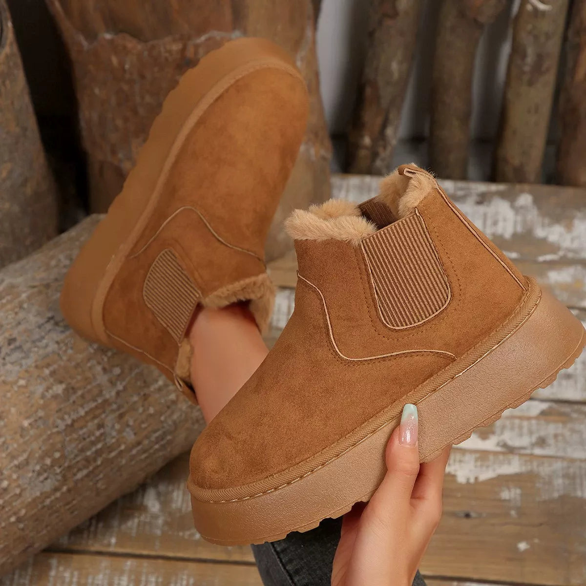 Fur Lining Platform Boots