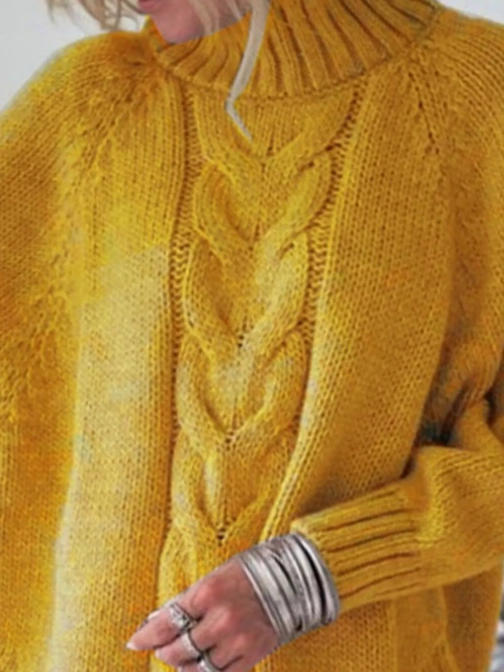 Full Size Cable-Knit Long Sleeve Sweater Plus Size