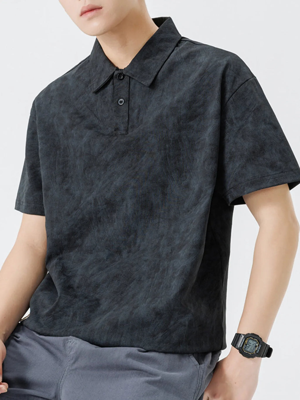 Men's Plus Size Button Detail Short Sleeve Polo