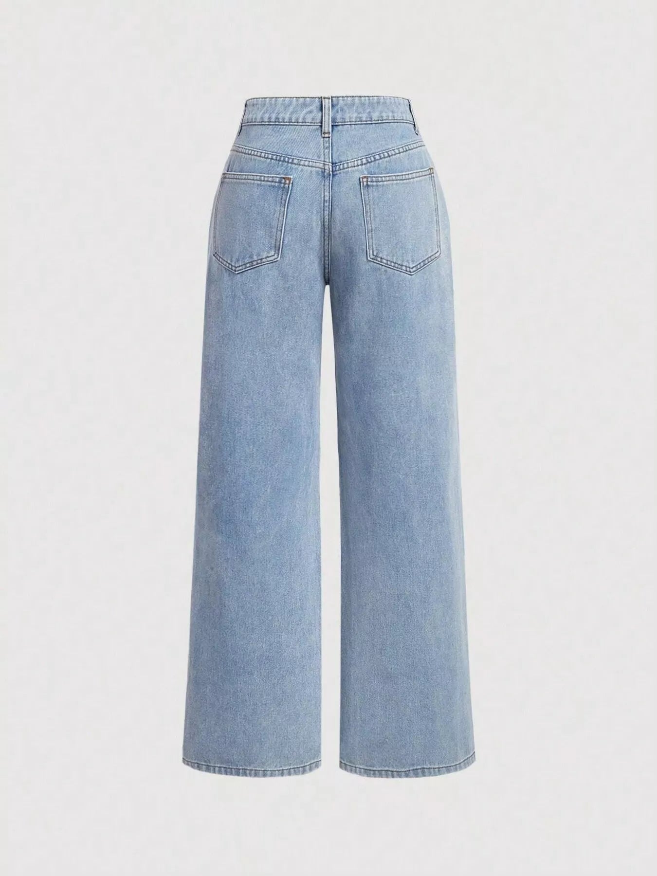 Bow-Embellished Wide Leg Jeans