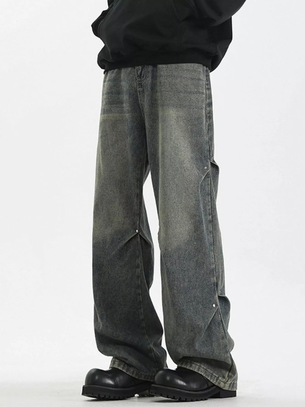 Men's Full Size Wash Wide Leg Jeans Plus Size
