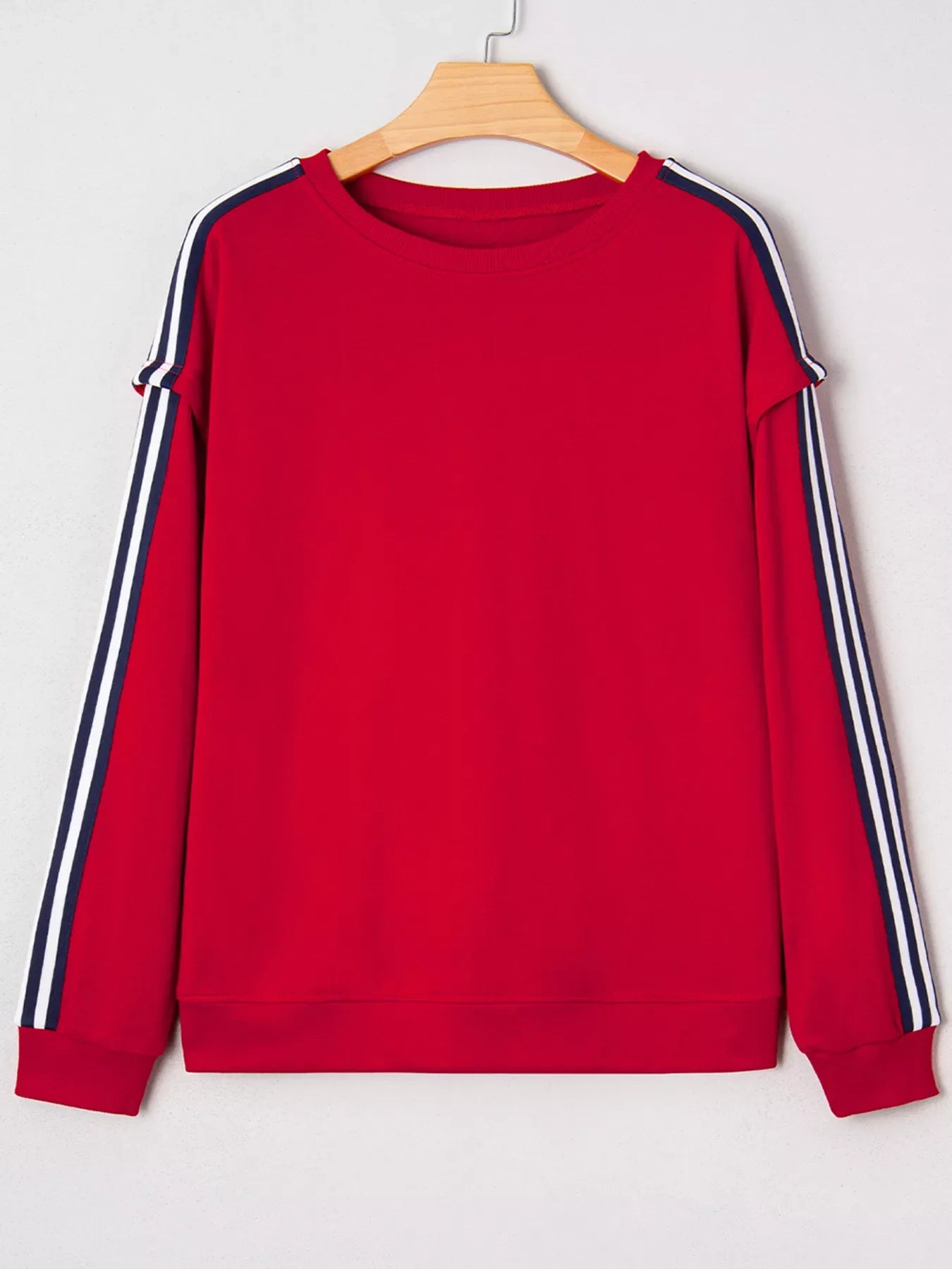Contrast Striped Detail Varsity Sweatshirt
