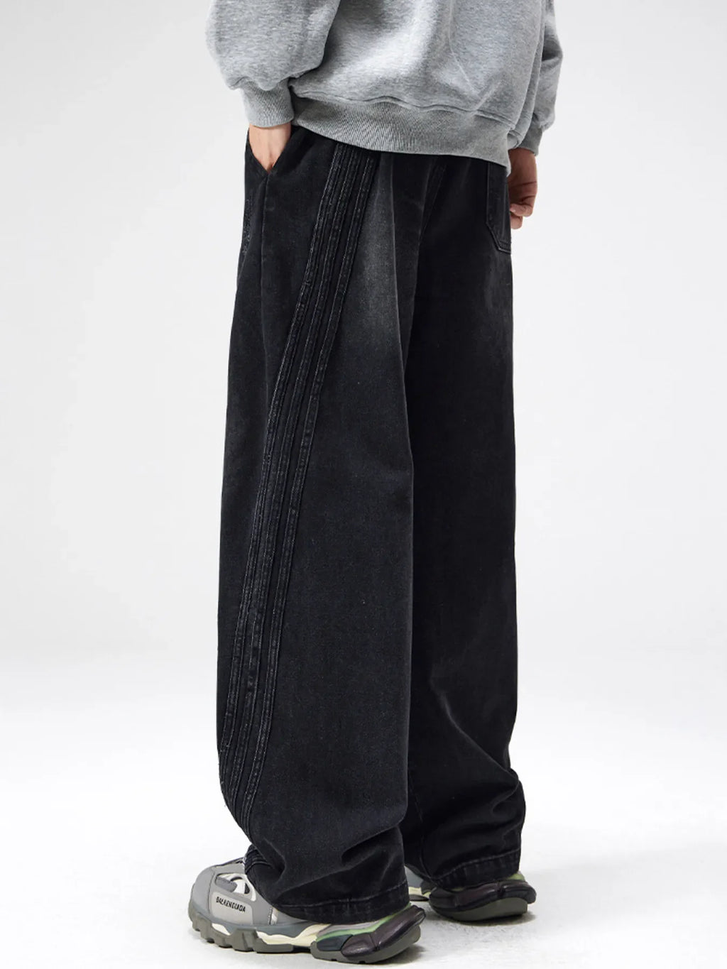 Men's Plus Size Wash Wide Leg Jeans