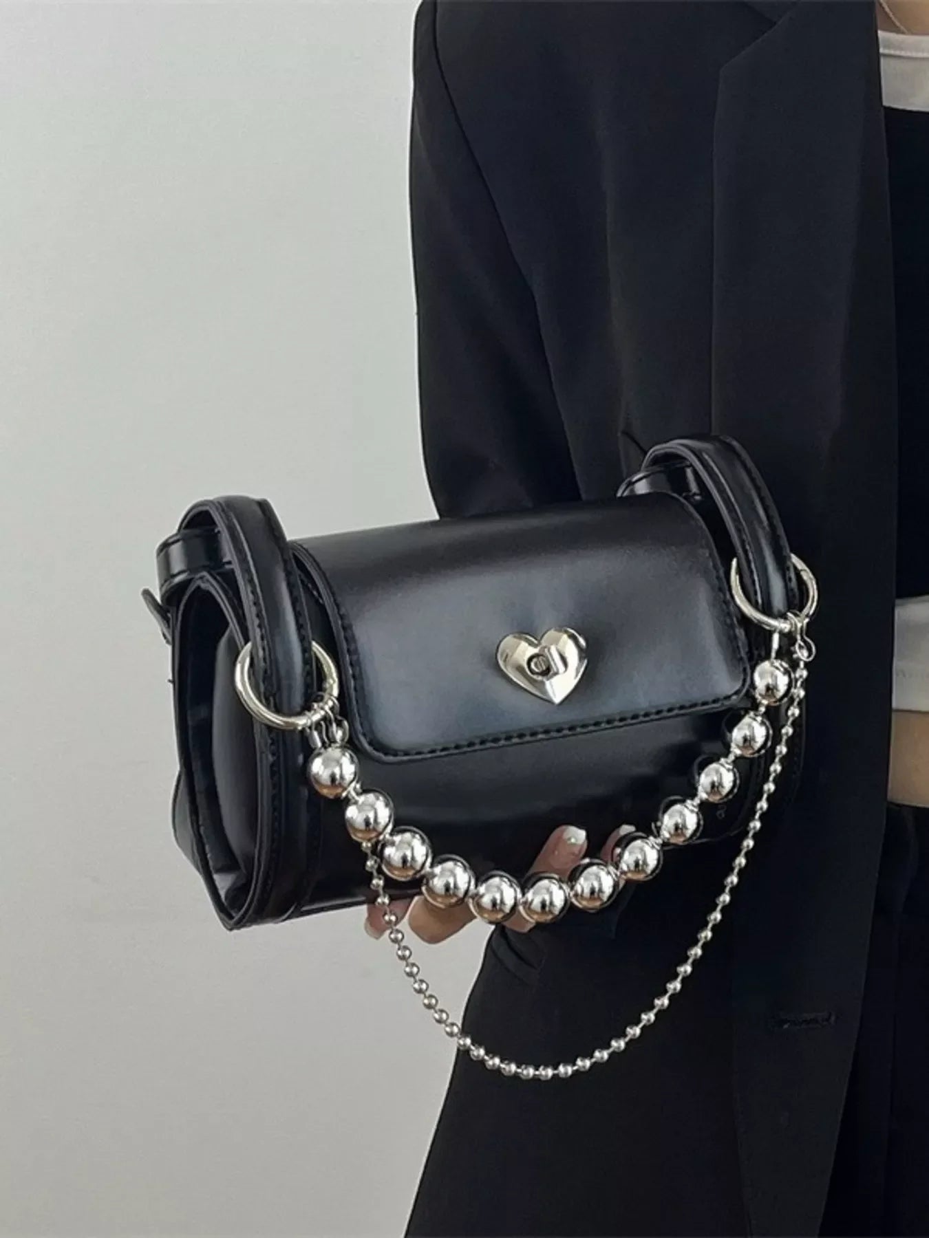 Heart Headed Chain Decor Shoulder Bag