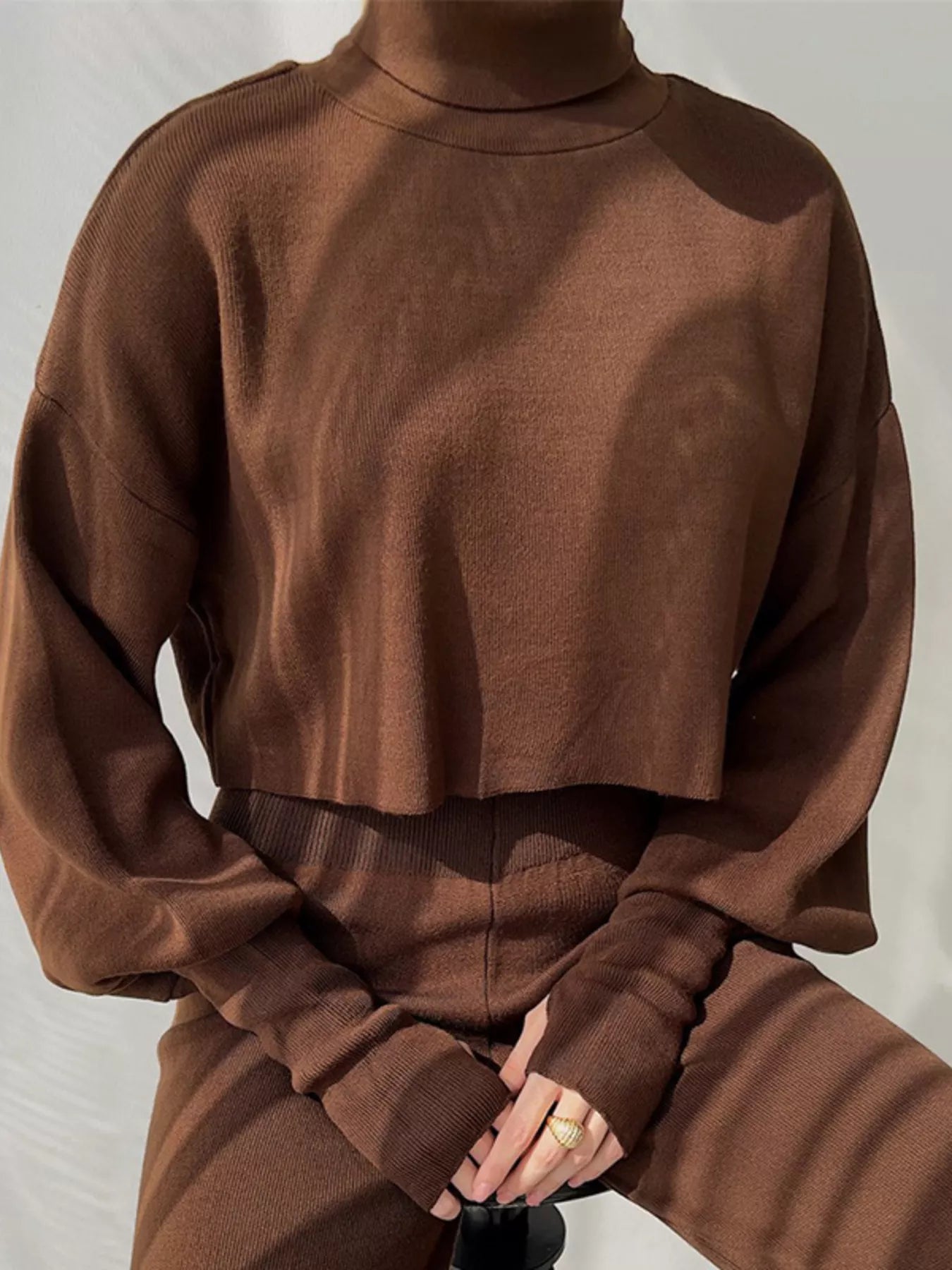 Turtleneck Long Sleeve Top & Pants Set