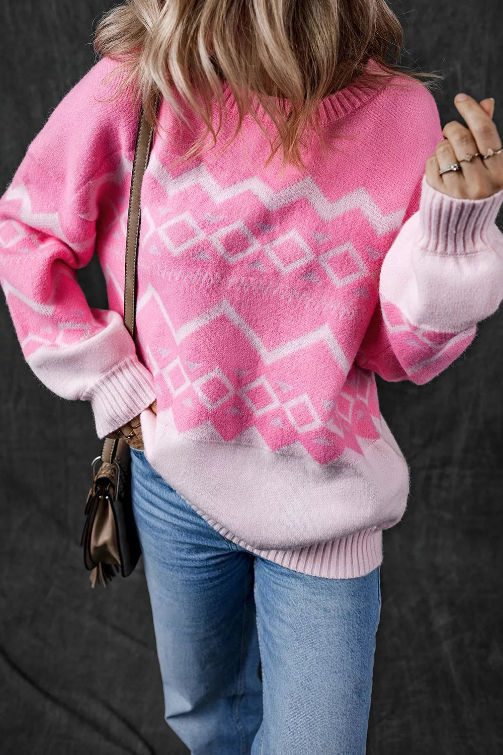 Geometric Patterned Long Sleeve Sweater