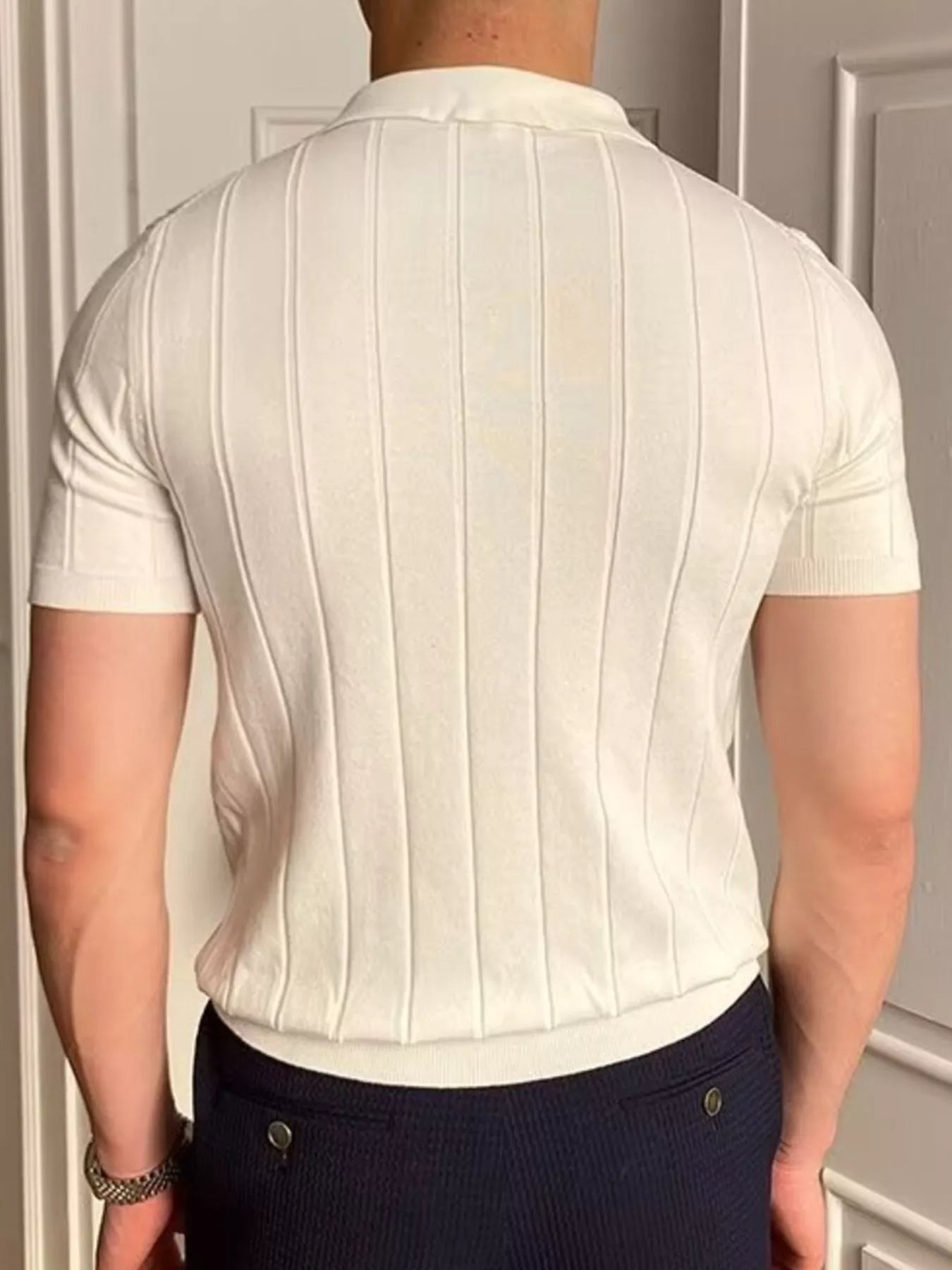 Men's Plus Size Slim Fit Knitted Polo Shirt