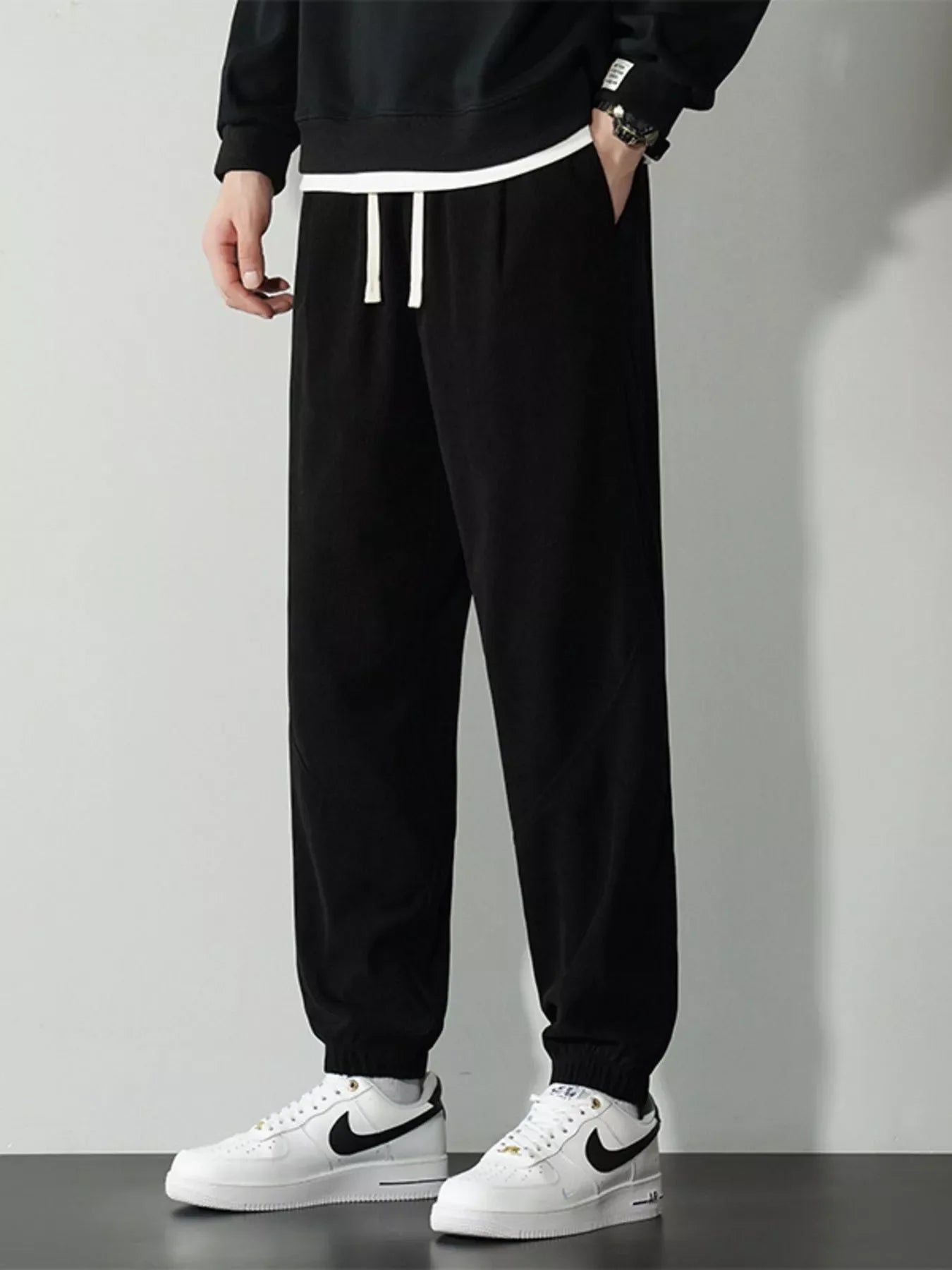 Men's Plus Size Drawstring Ankle Pants