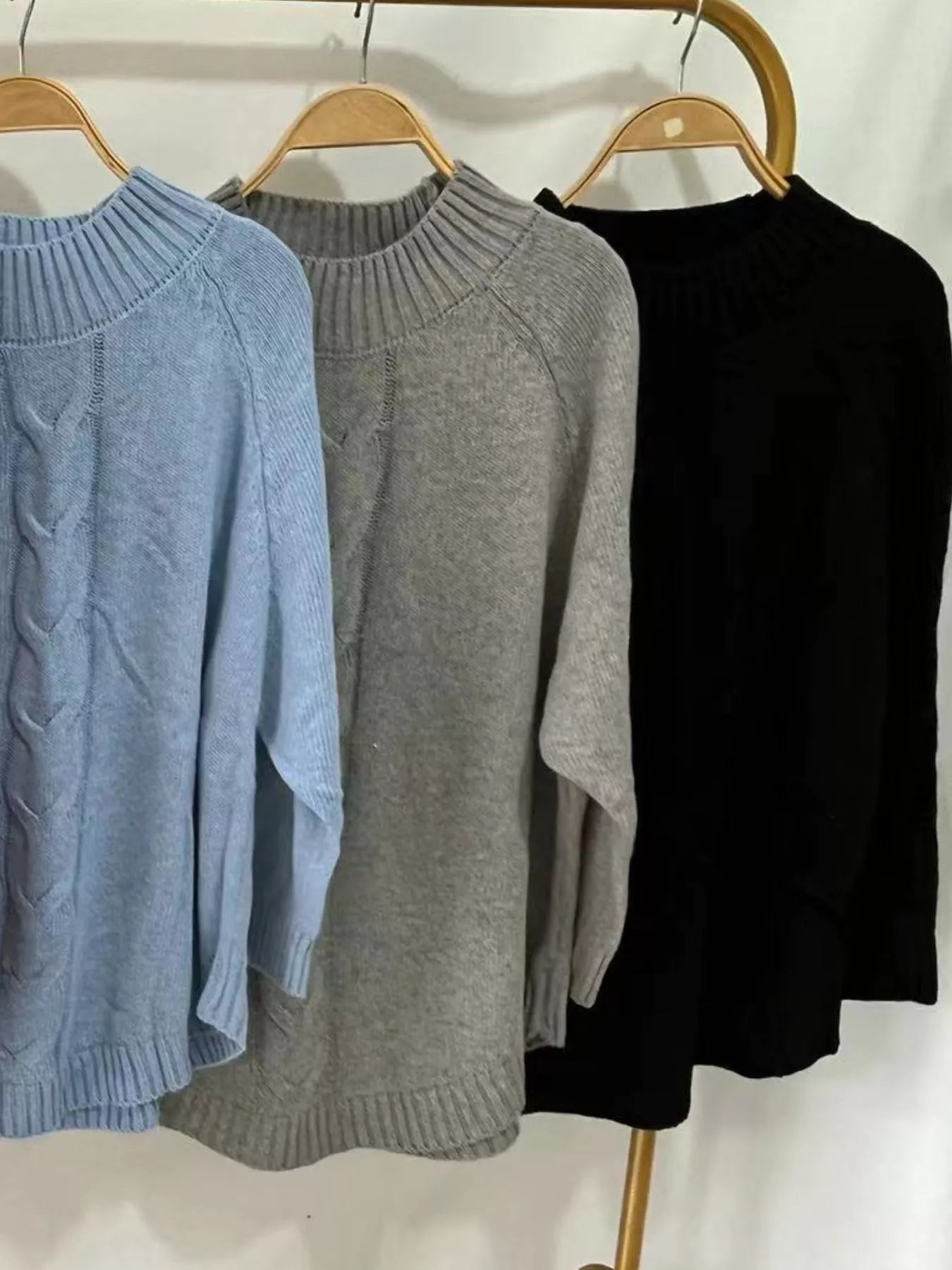 Full Size Cable-Knit Long Sleeve Sweater Plus Size