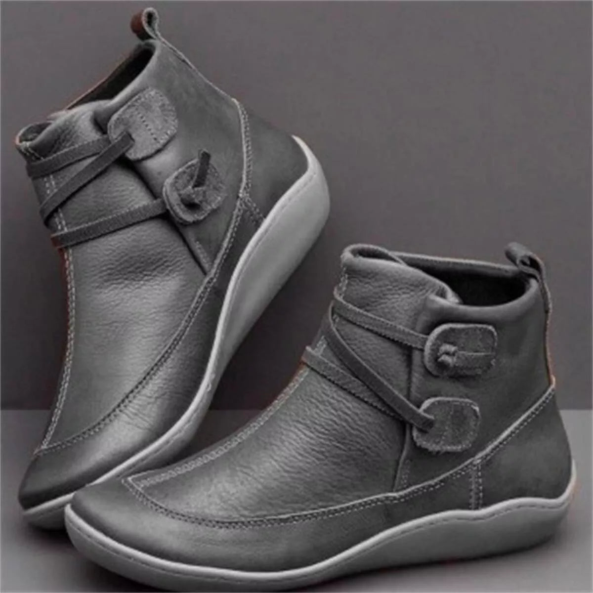 Button Detail Ankle Boots