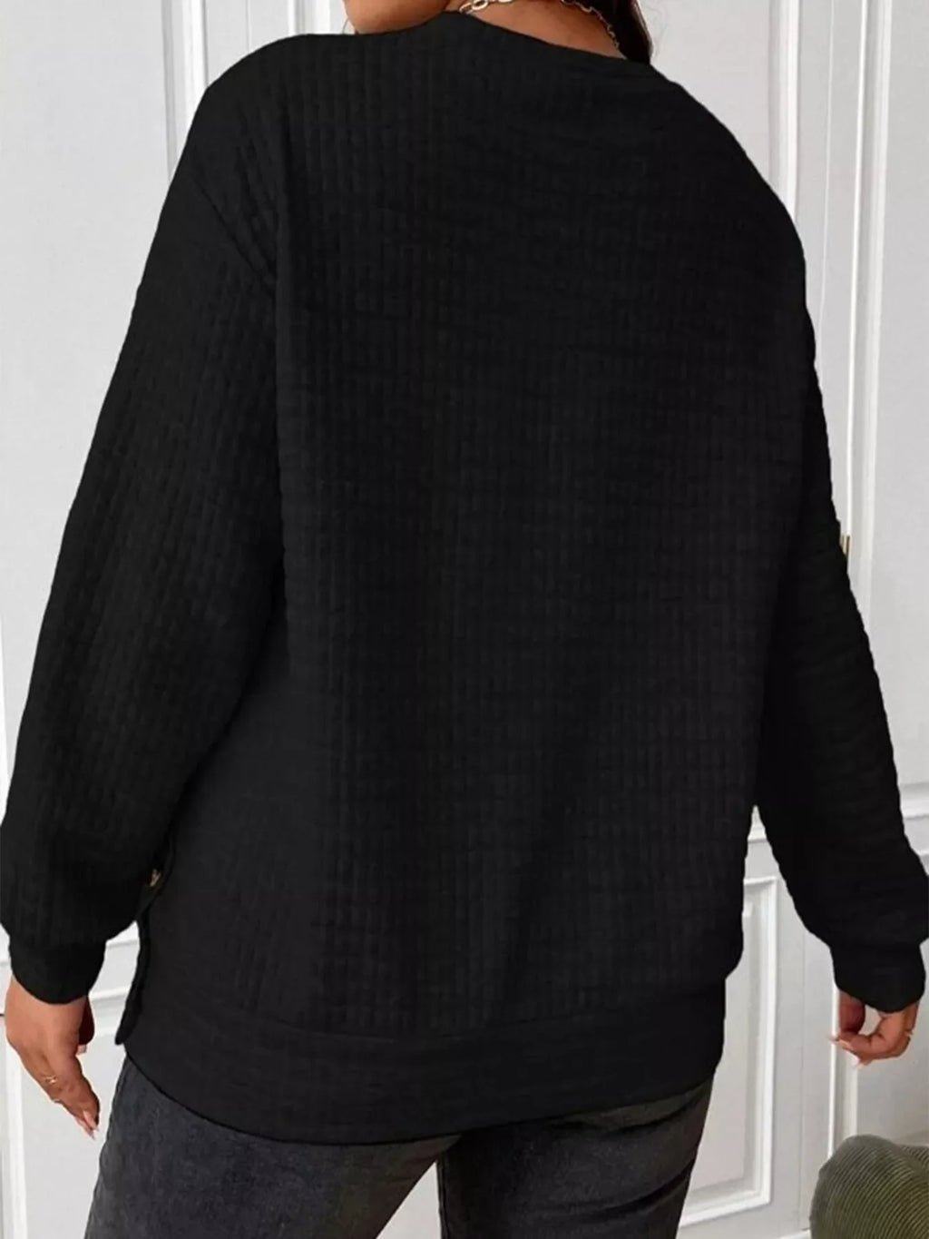 Textured Round Neck Sweatshirt