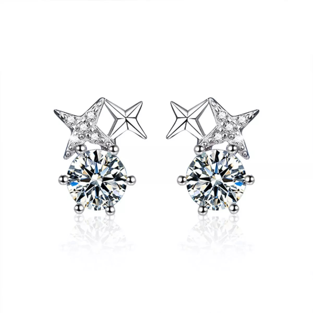 925 Sterling Silver Moissanite Stud Earrings