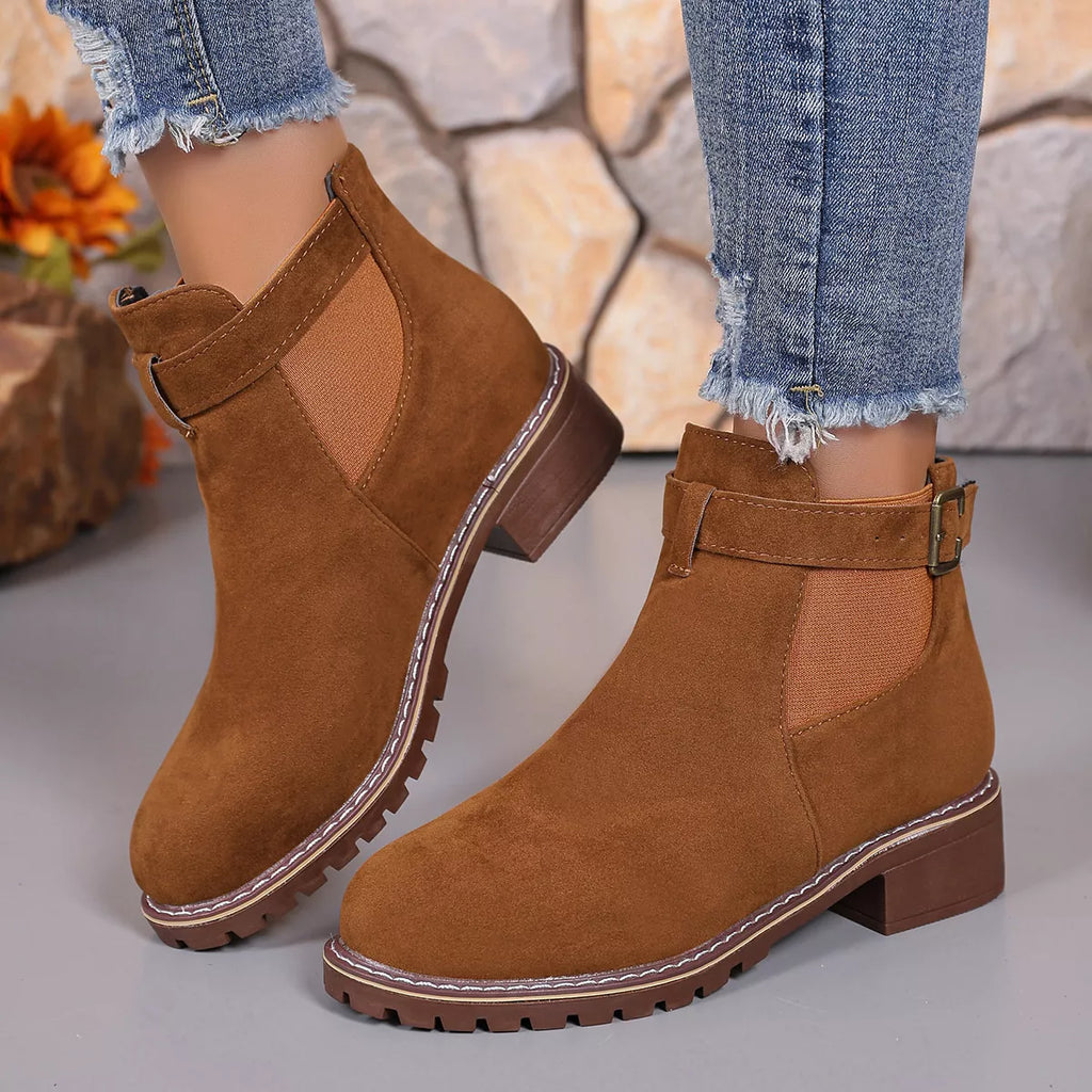 Round Toe Block Heels Boots