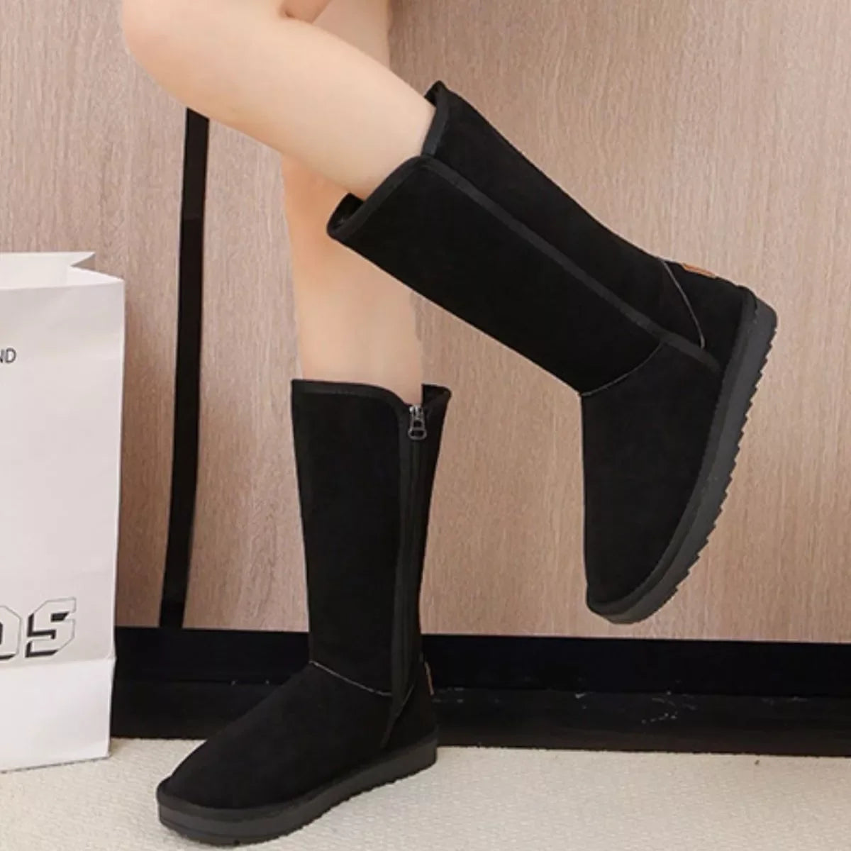 Knee-High Boots with Zipper