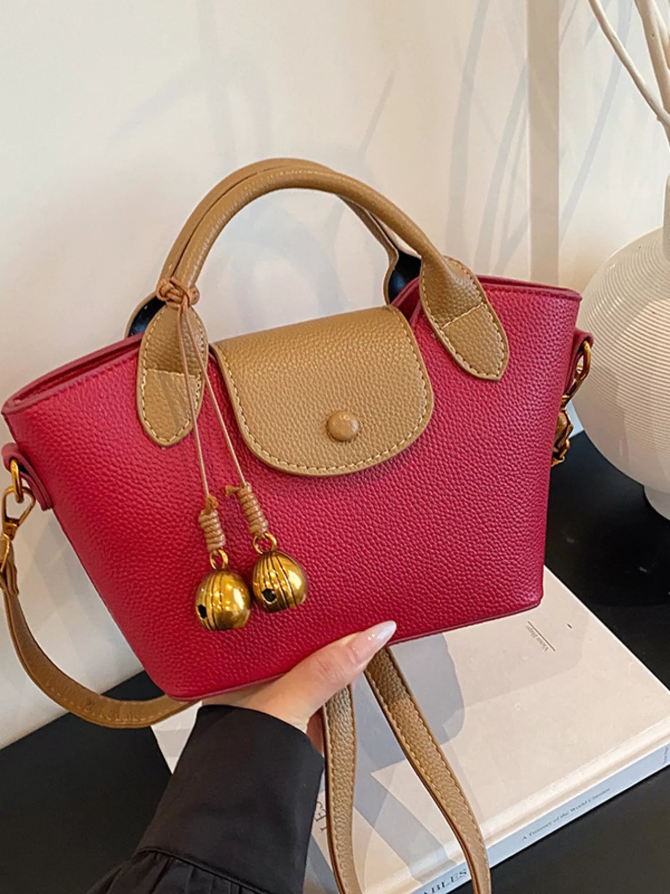 Top Handle Leather Crossbody Bag