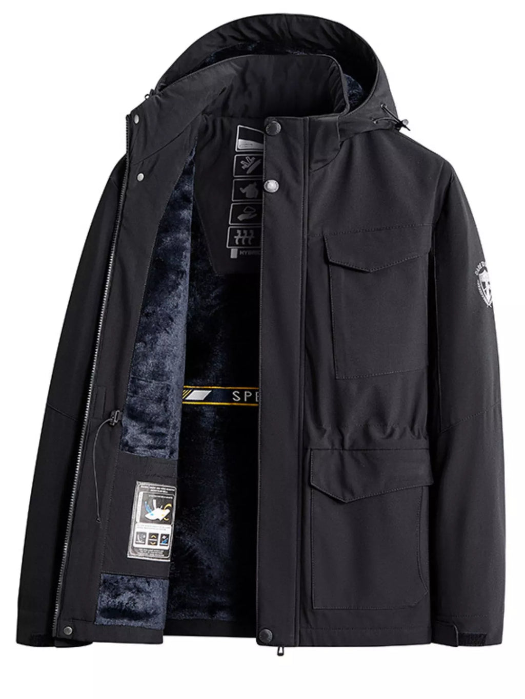 Men's Plus Size Hooded Zip Up Parka Coat