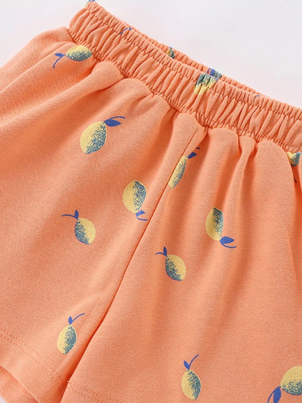 Children's Lemon Print Elastic Waist Casual Shorts