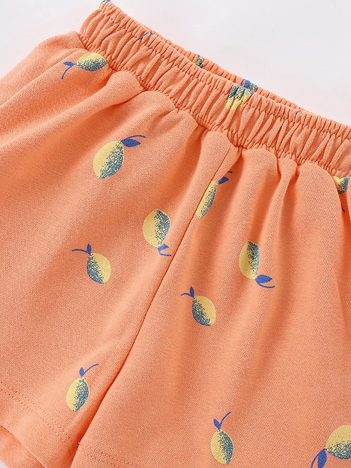 Children's Lemon Print Elastic Waist Casual Shorts