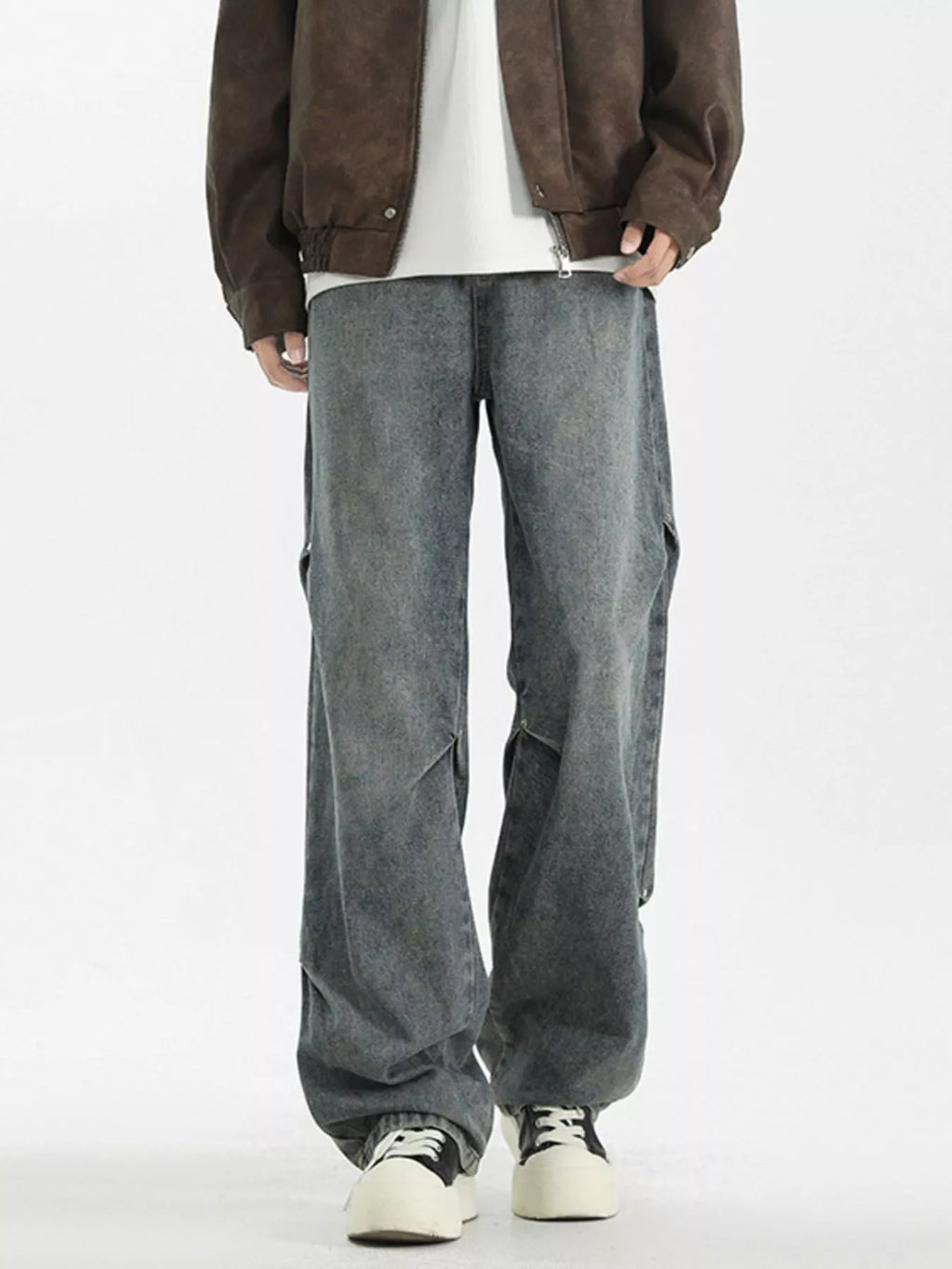 Men's Full Size Wash Wide Leg Jeans Plus Size