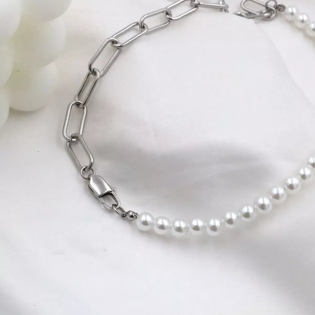 Pearl & Chain Link Necklace