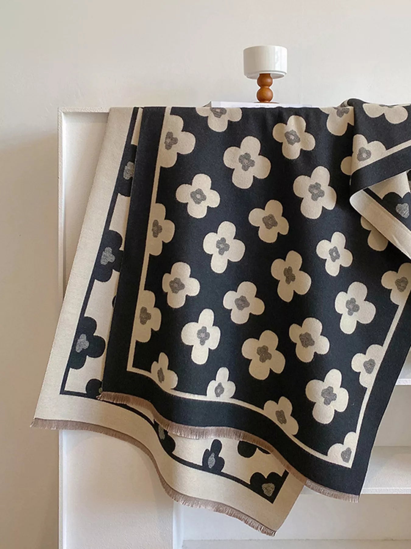 Floral Print Raw Hen Scarf