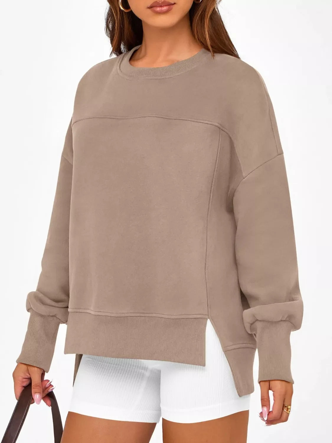 Casual Loose Side Slit Sweatshirt