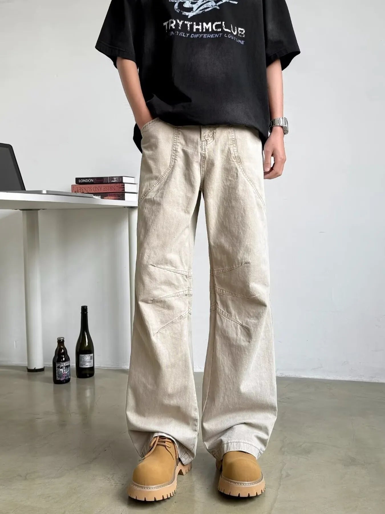 Men's Full Size Wide Leg Pants Plus Size