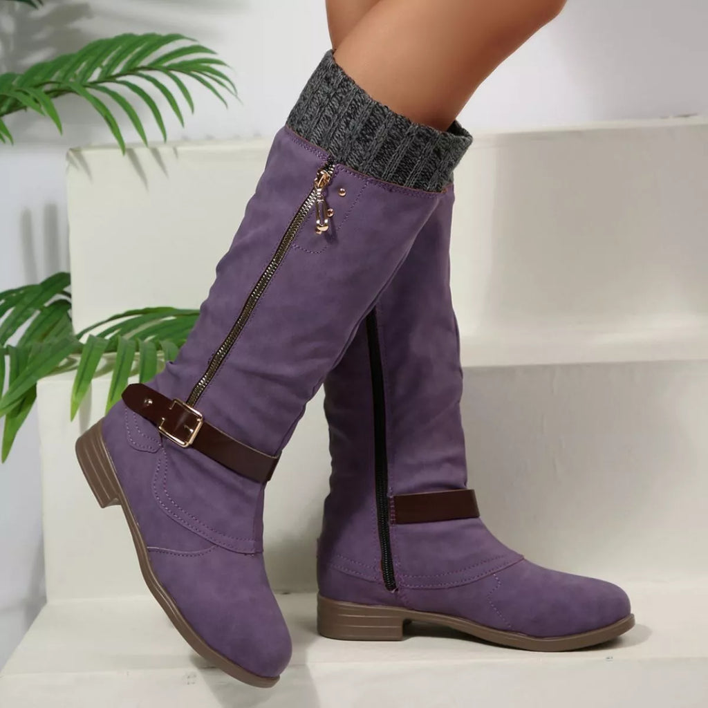 Round Toe Block Heels Boots