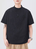 Men's Plus Size Button Detail Short Sleeve Top