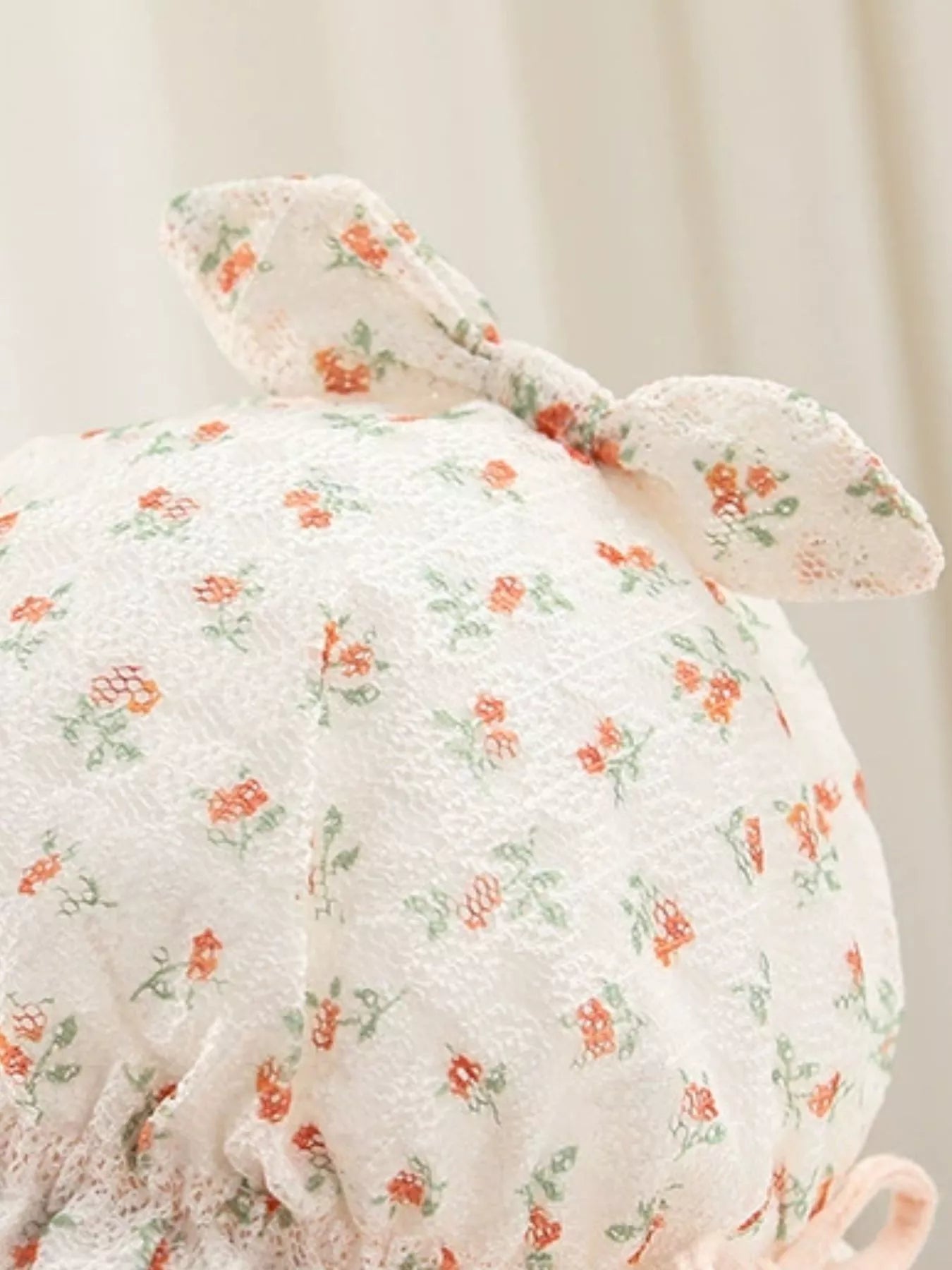 Children's Floral Print Bunny Ear Hat