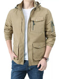 Men's Plus Size Lightweight Hooded Windbreaker Jacket