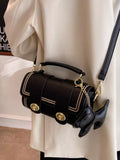 Leather Crossbody Bag with Charm