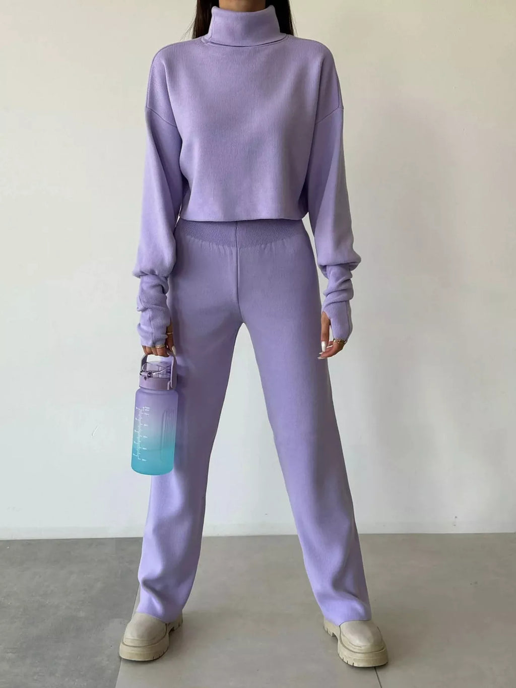 Turtleneck Long Sleeve Top & Pants Set
