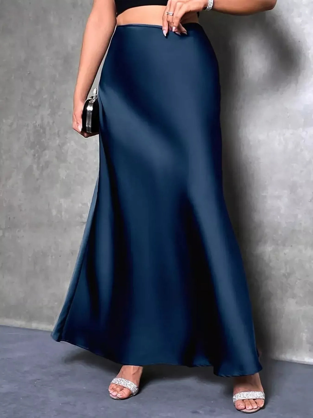 Satin High Waist Maxi Skirt