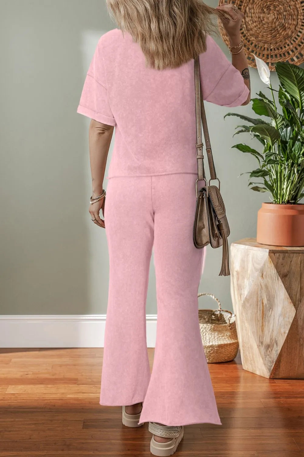 Star Round Neck Half Sleeve Top and Pants Set
