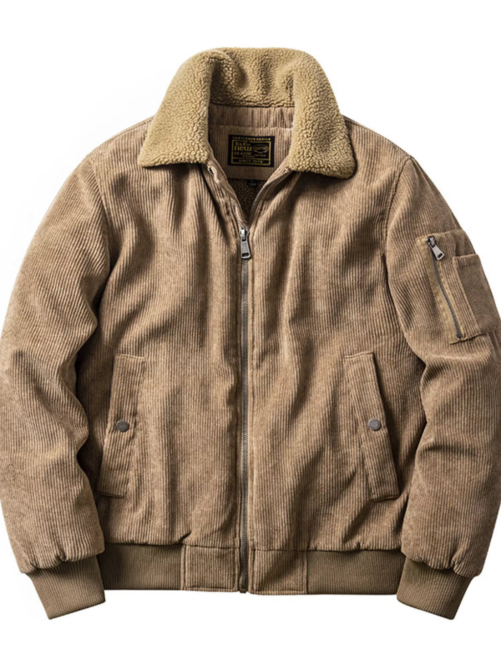 Men's Plus Size Corduroy Sherpa Collar Jacket