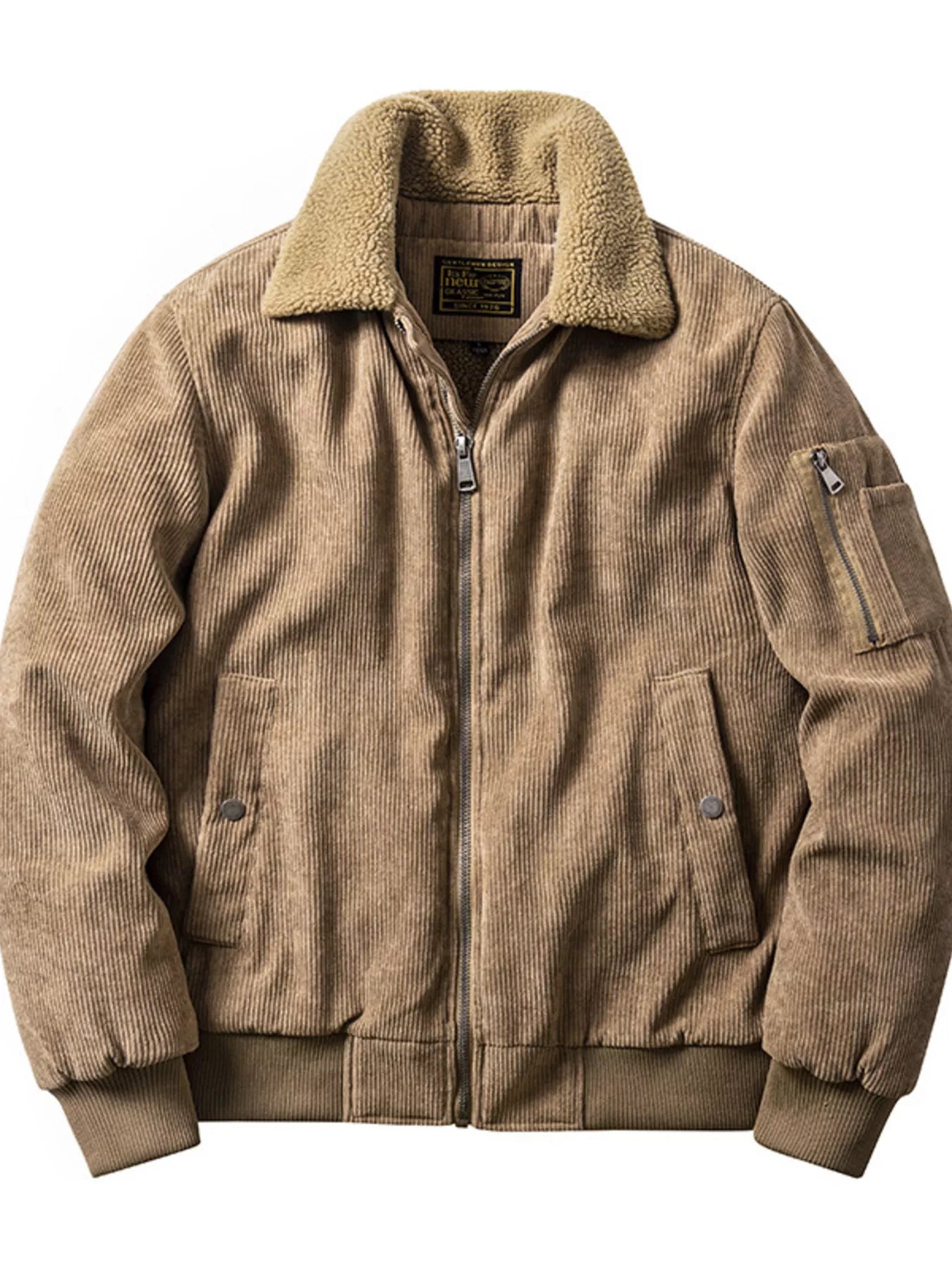 Men's Plus Size Corduroy Sherpa Collar Jacket
