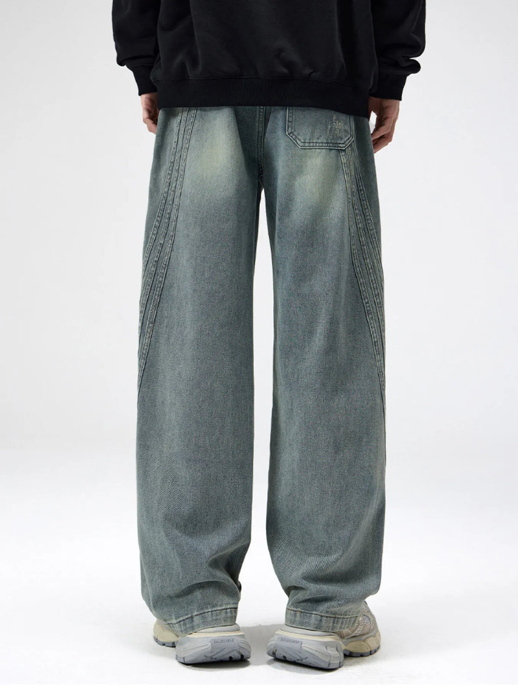 Men's Plus Size Wash Wide Leg Jeans