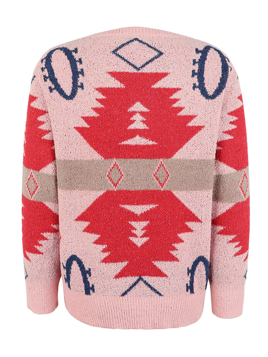 Geometric Round Neck Long Sleeve Sweater