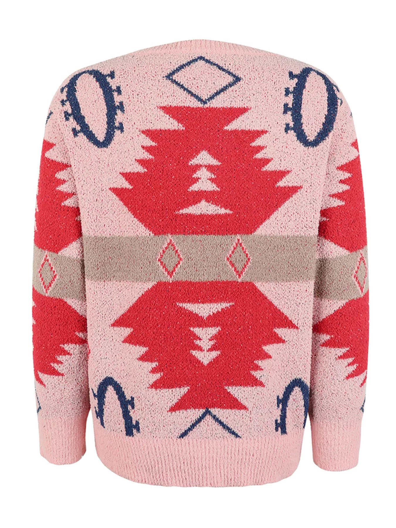 Geometric Round Neck Long Sleeve Sweater