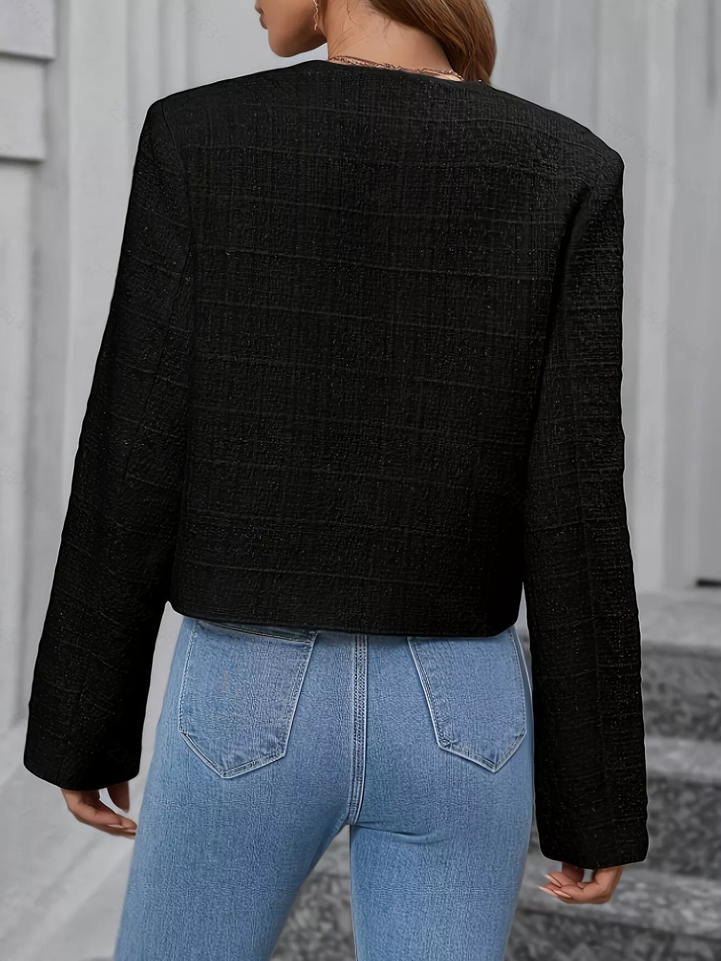 Tweed Open Front Outerwear