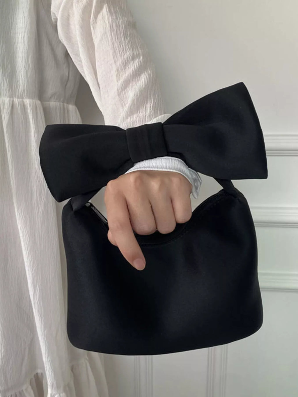 Solid Color Bow Handbag