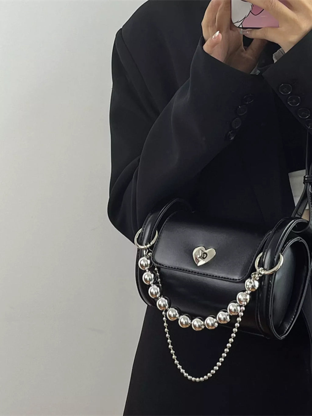 Heart Headed Chain Decor Shoulder Bag