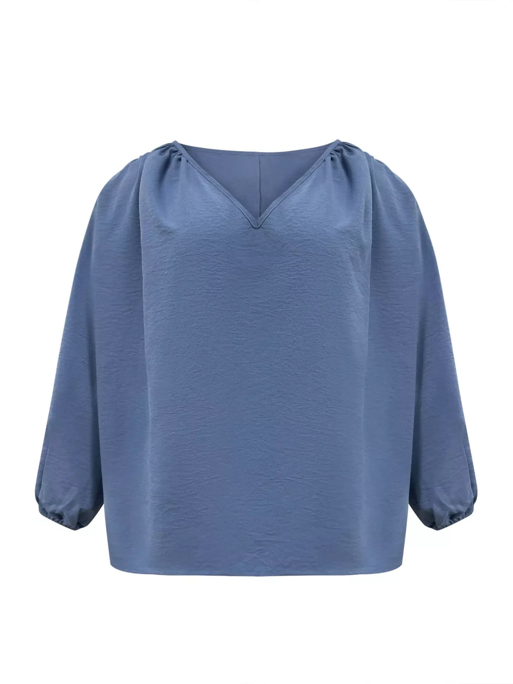 Plus Size V-Neck Long Sleeve Blouse