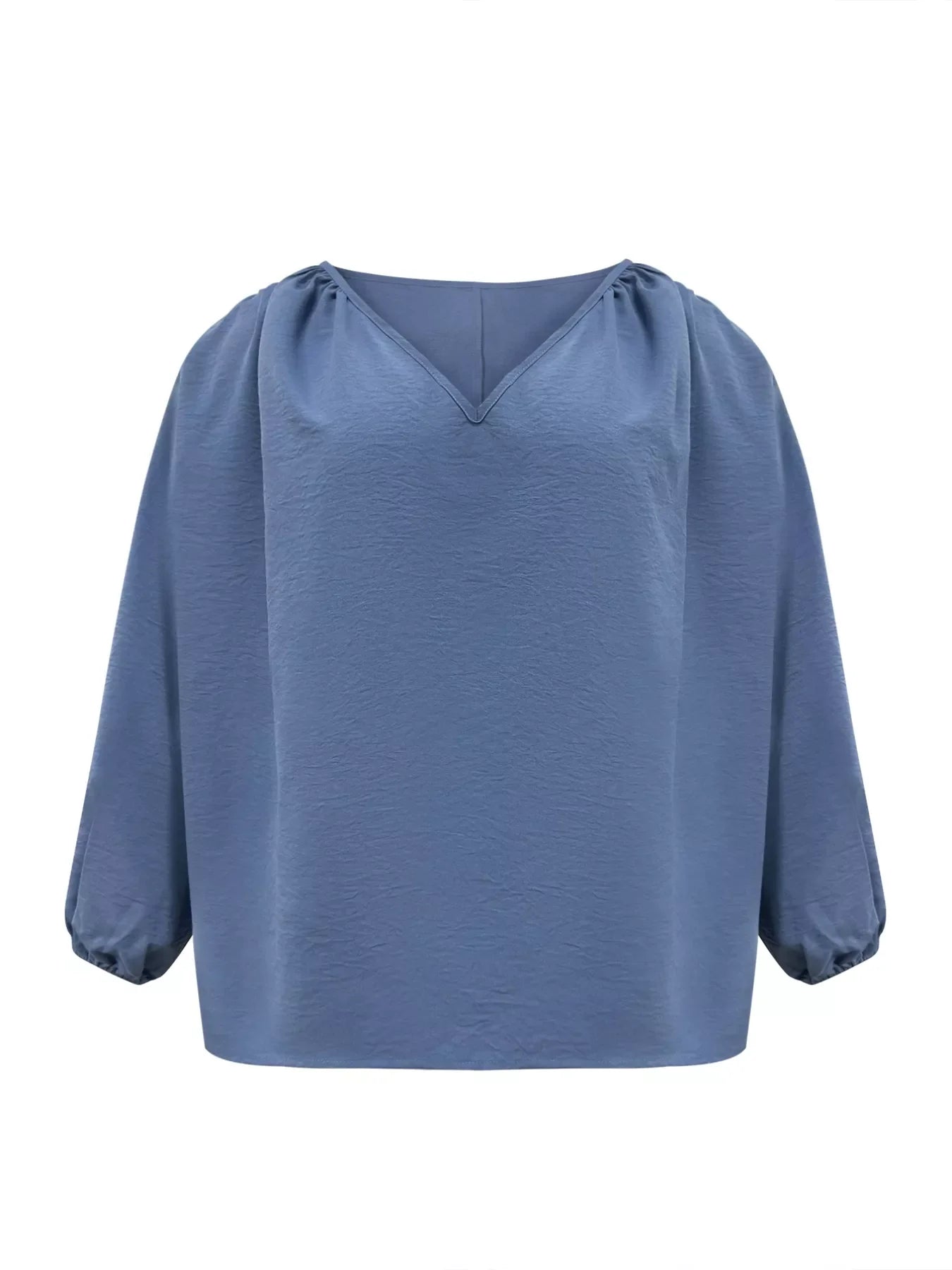 Plus Size V-Neck Long Sleeve Blouse