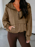 Half Zip Kangaroo Pocket Mineral Wash Baggy Hoodie